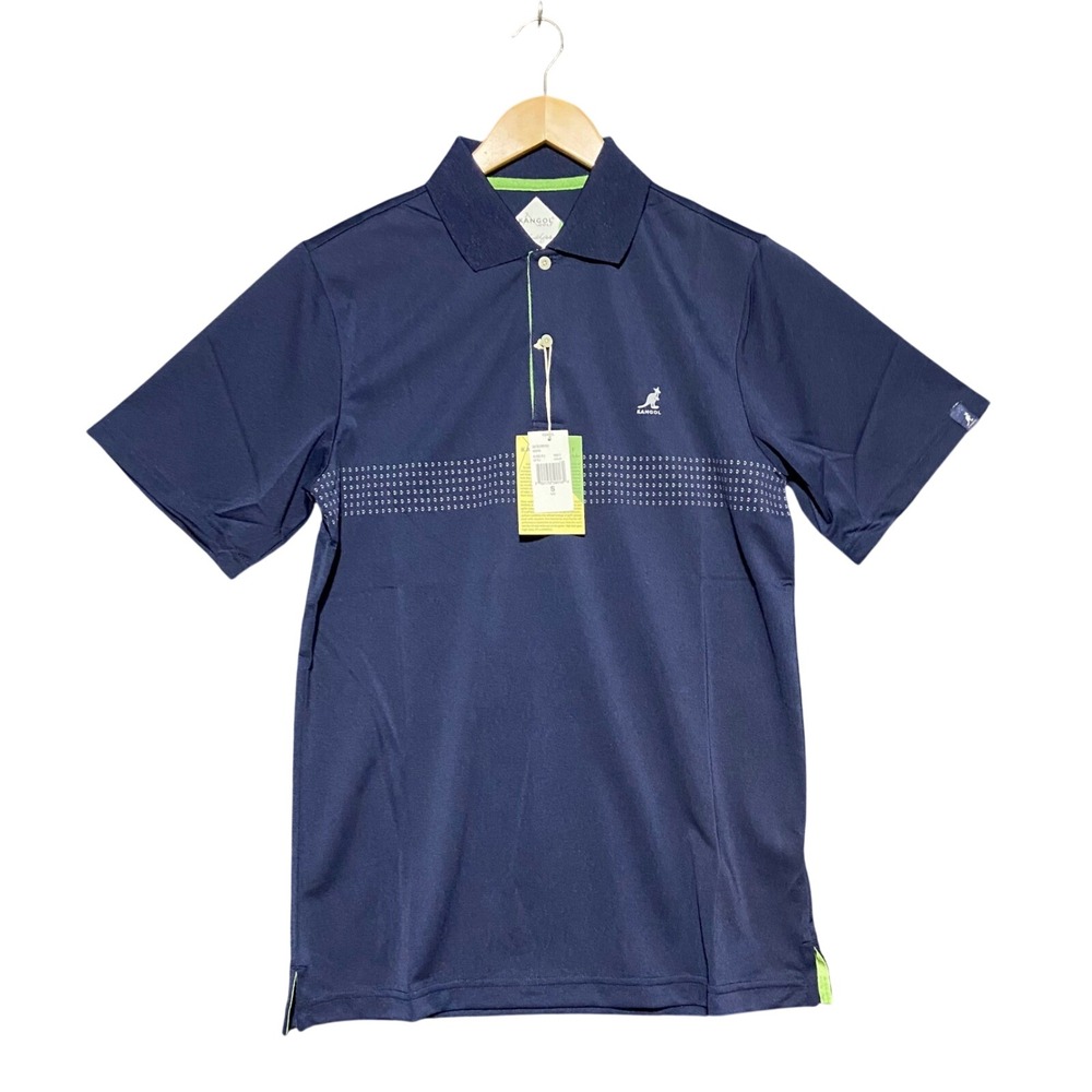 Kangol Golf Mens S Navy Blue Stripe Performance Polo Shirt K1551PJ UV Protection
